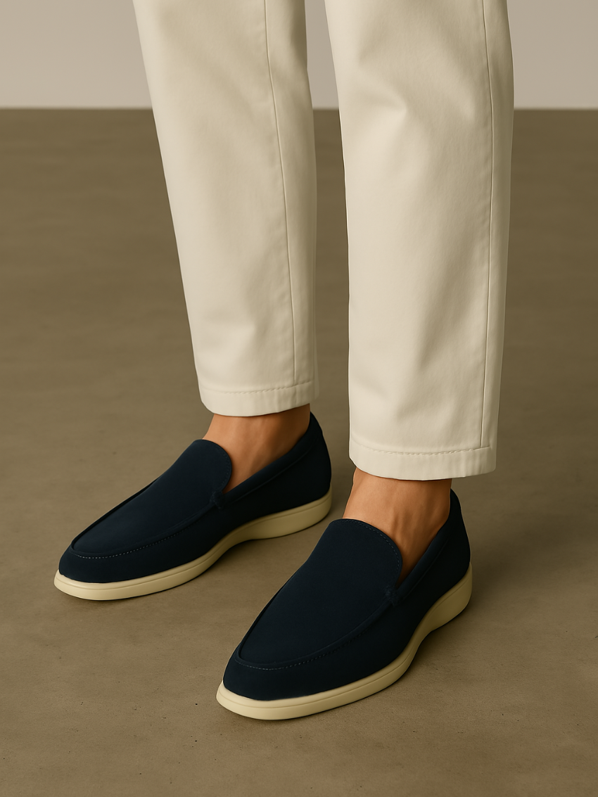 Raffinerede loafers i ruskind - Marineblå